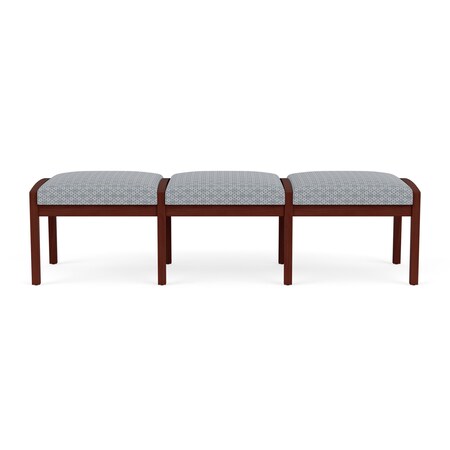 Lesro Lenox Wood 3 Seat Bench Wood Frame, Mahogany, RS Fog Upholstery LW3001